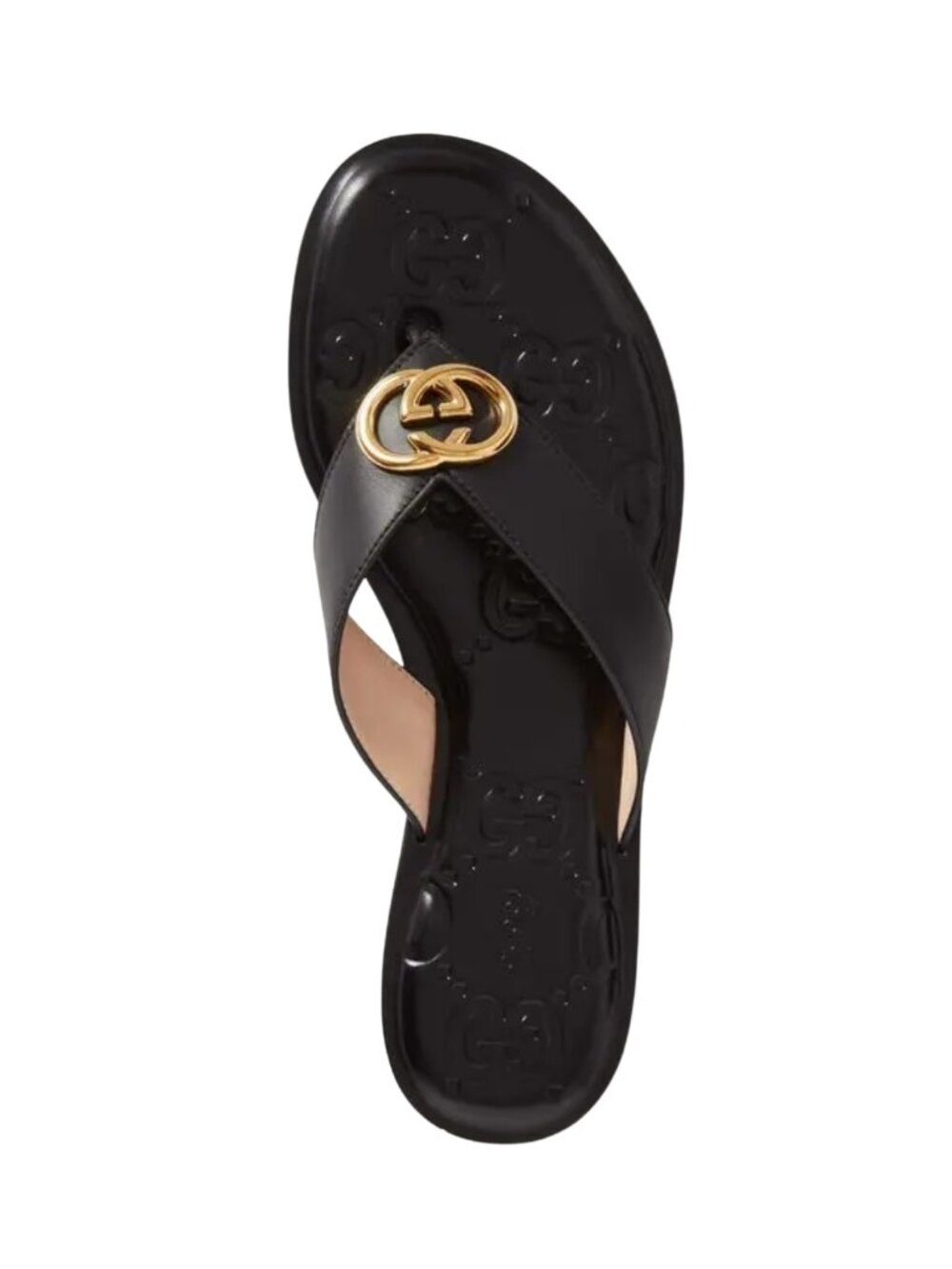 Gucci GG Marmont Interlocking G Sandals Black Gold Size 40 US 9.5/10 - Picture 2 of 10